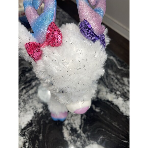 Build A Bear Glisten Reindeer Plush with Pink and Blue Swirl Antlers and Hooves - Picture 2 of 13